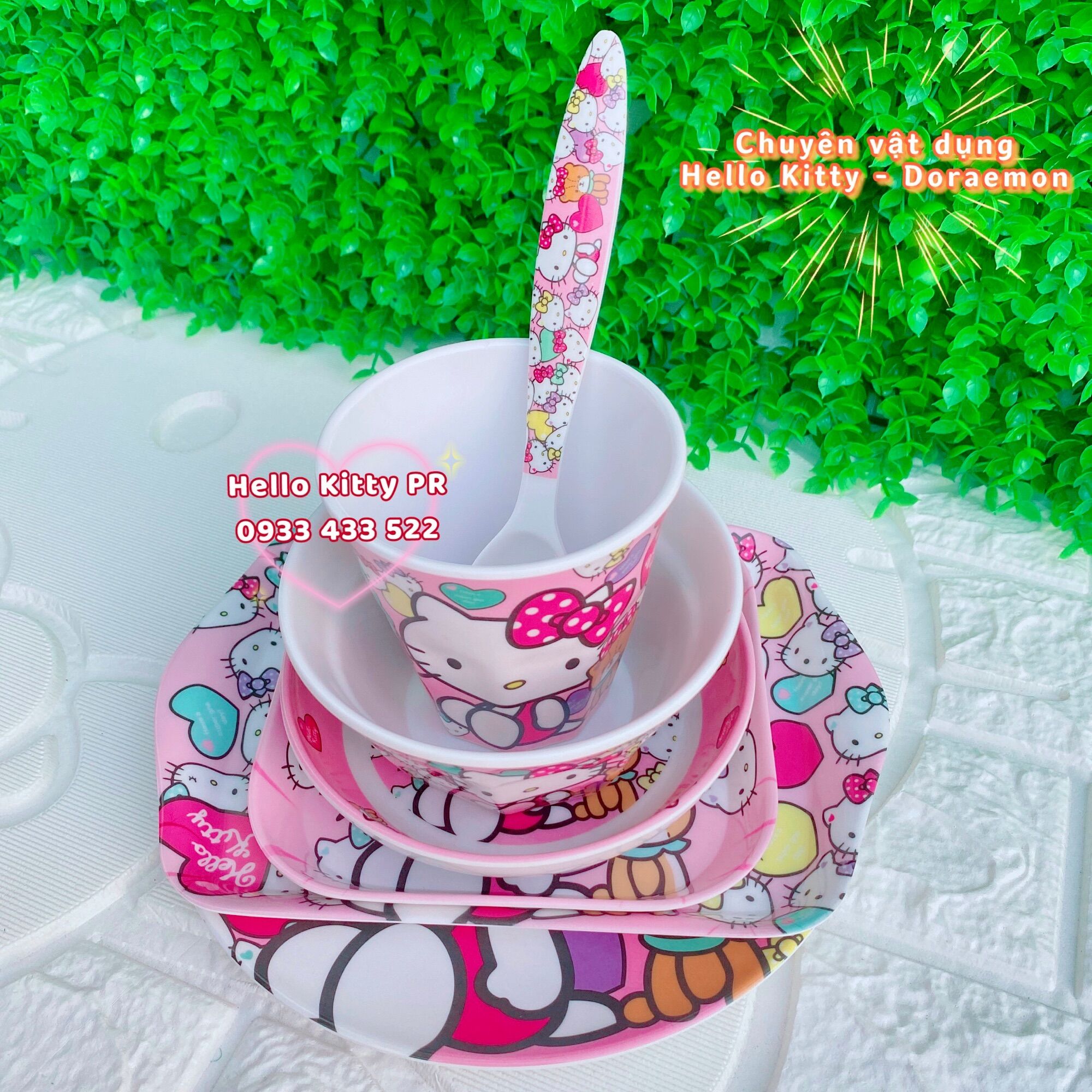 Combo chén ly muỗng Hello Kitty