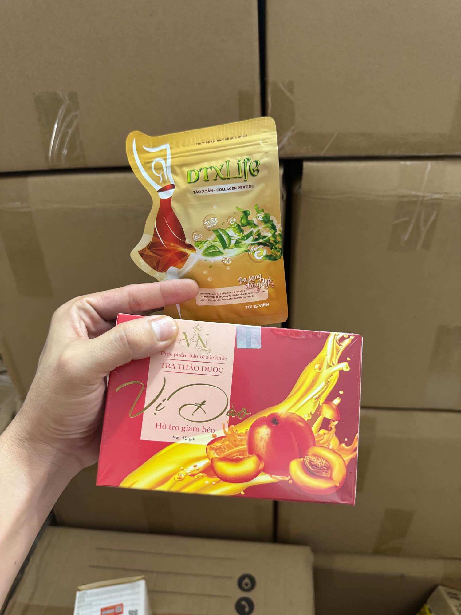 Trà đào giảm cân đông anh chính hãng tặng kèm detox
