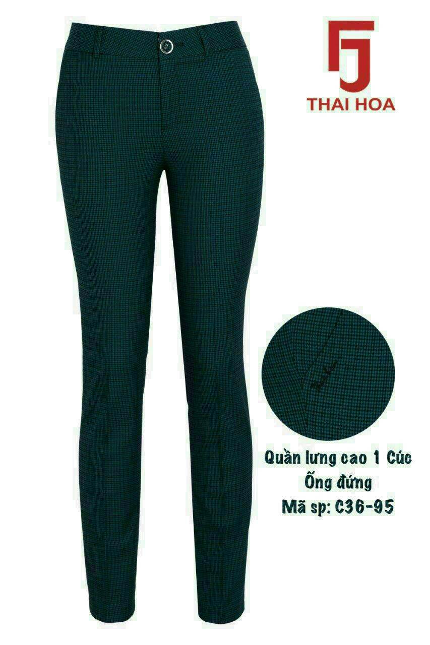 Quần Thái Hòa caro lưng cao 1 nút vải mềm không co giãn C36 đủ màu