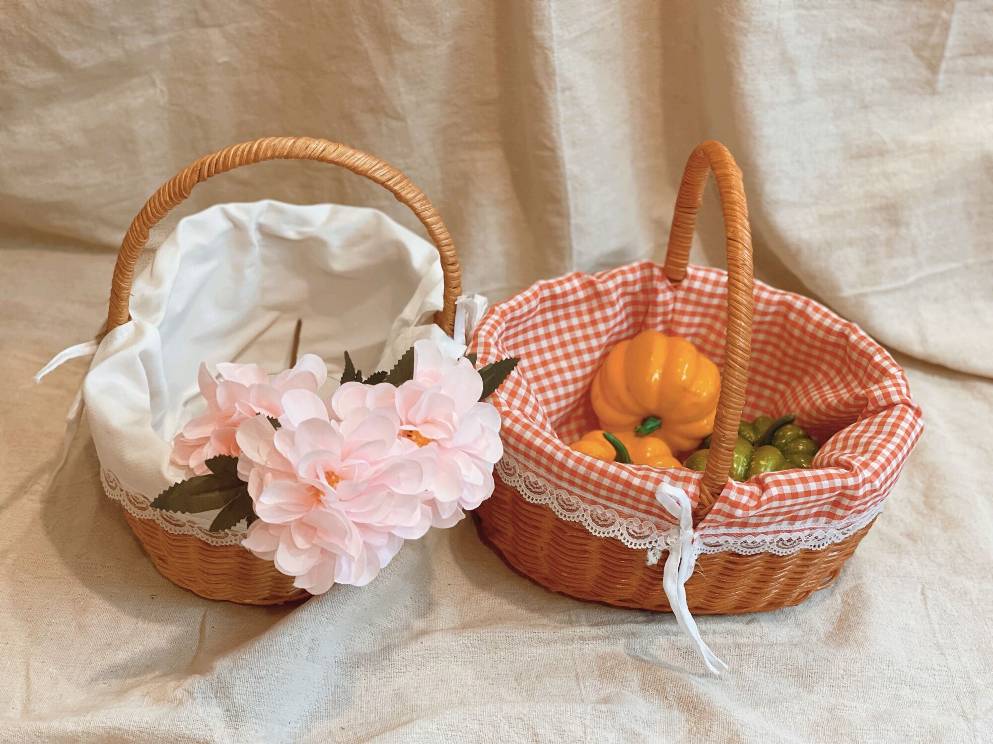 Bán sỉ giỏ mây làn mây picnic có lót vải dùng để decor chụp ảnh đi biển dã ngoại rất đẹp