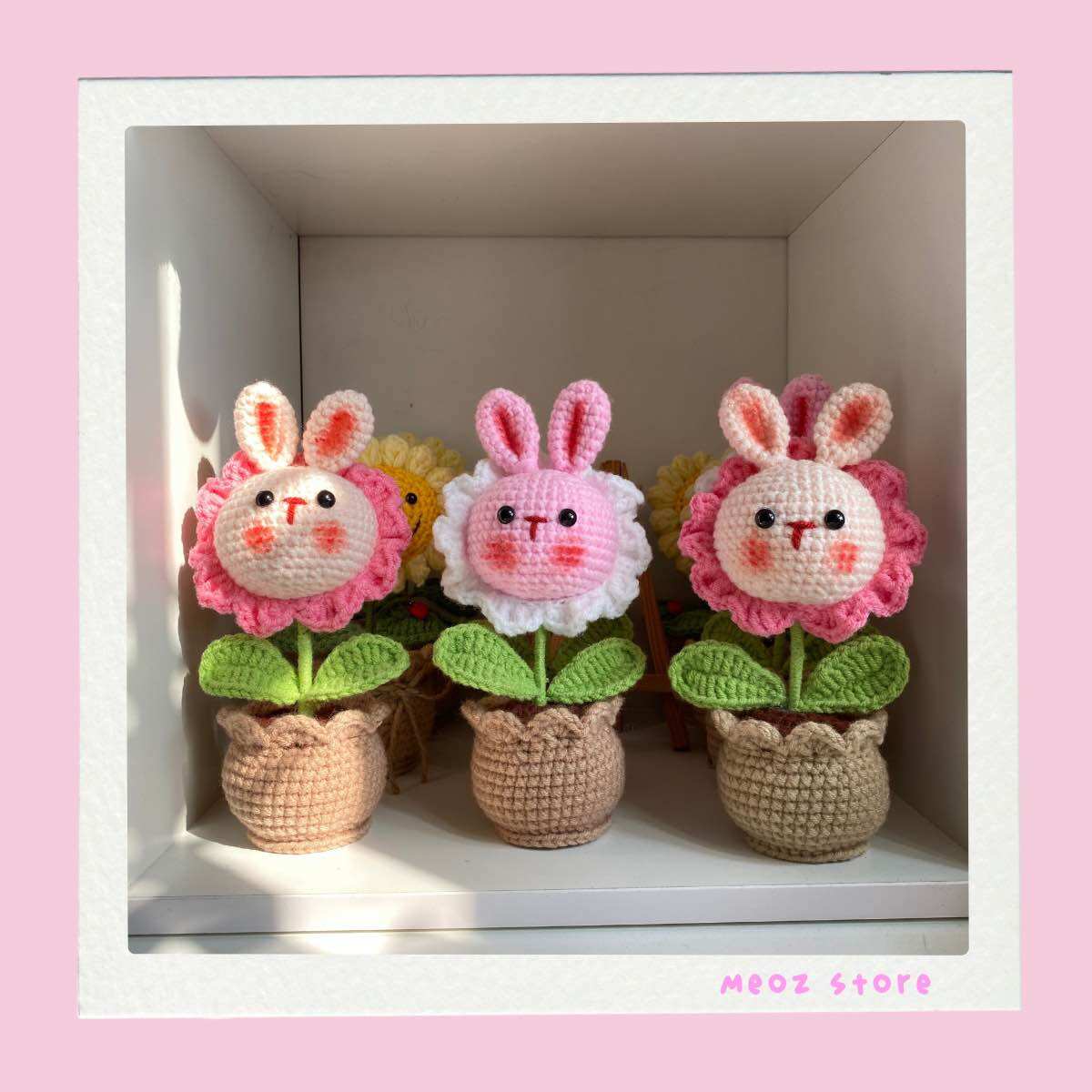 Chậu hoa thỏ handmade để bàn bằng len