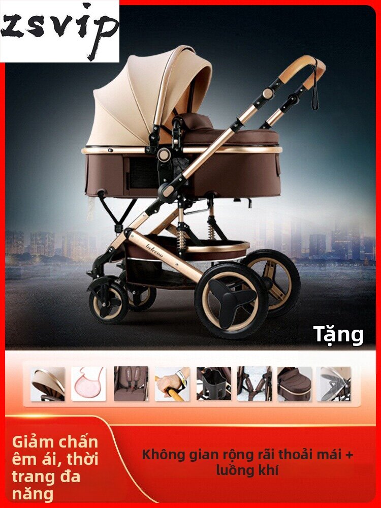 High View Bidirectional Folding Lightweight and Portable Independent Shock Absorption Baby Stroller