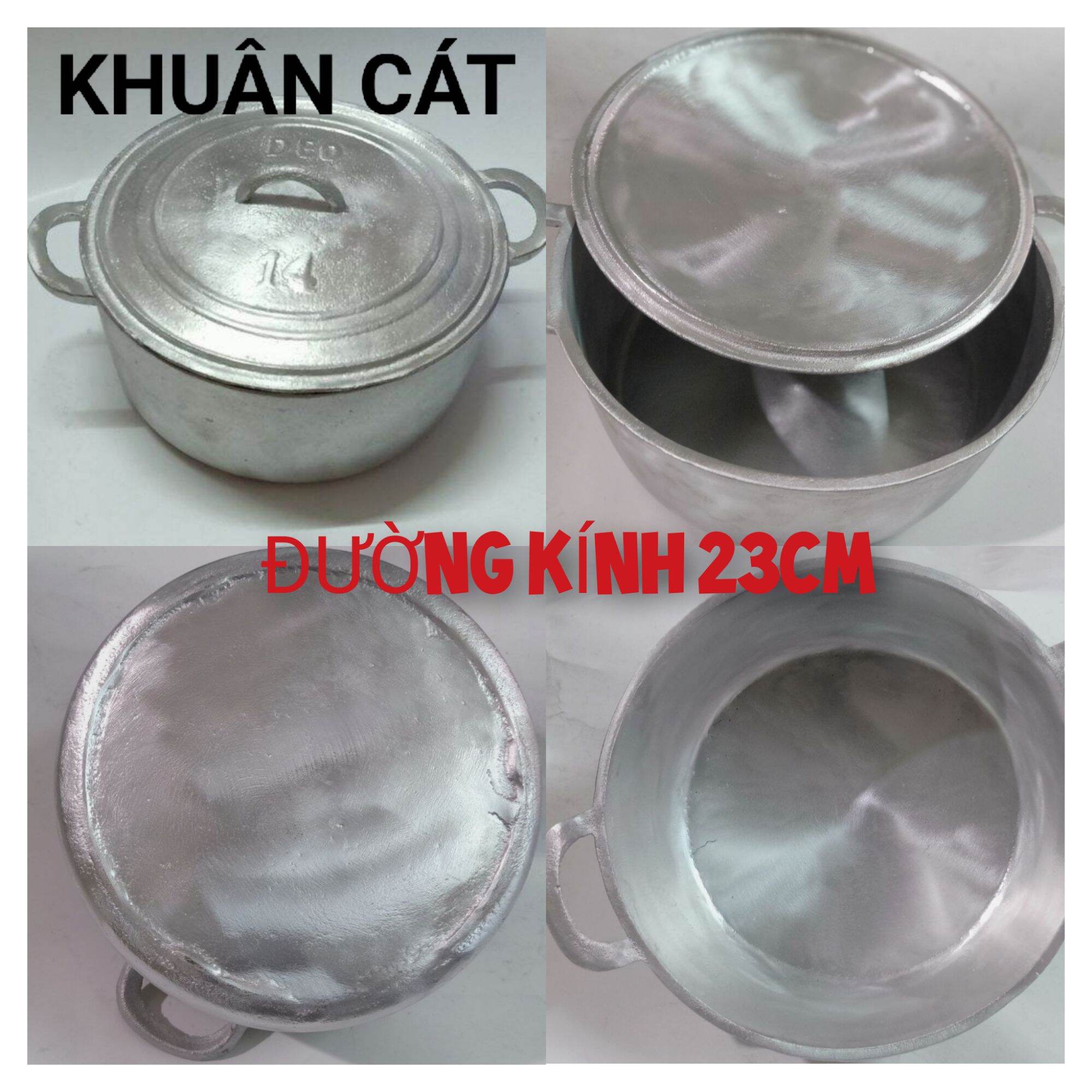 Nồi gang đúc nguyên khối số 14 đường kính 23cm đã được mài bóng
