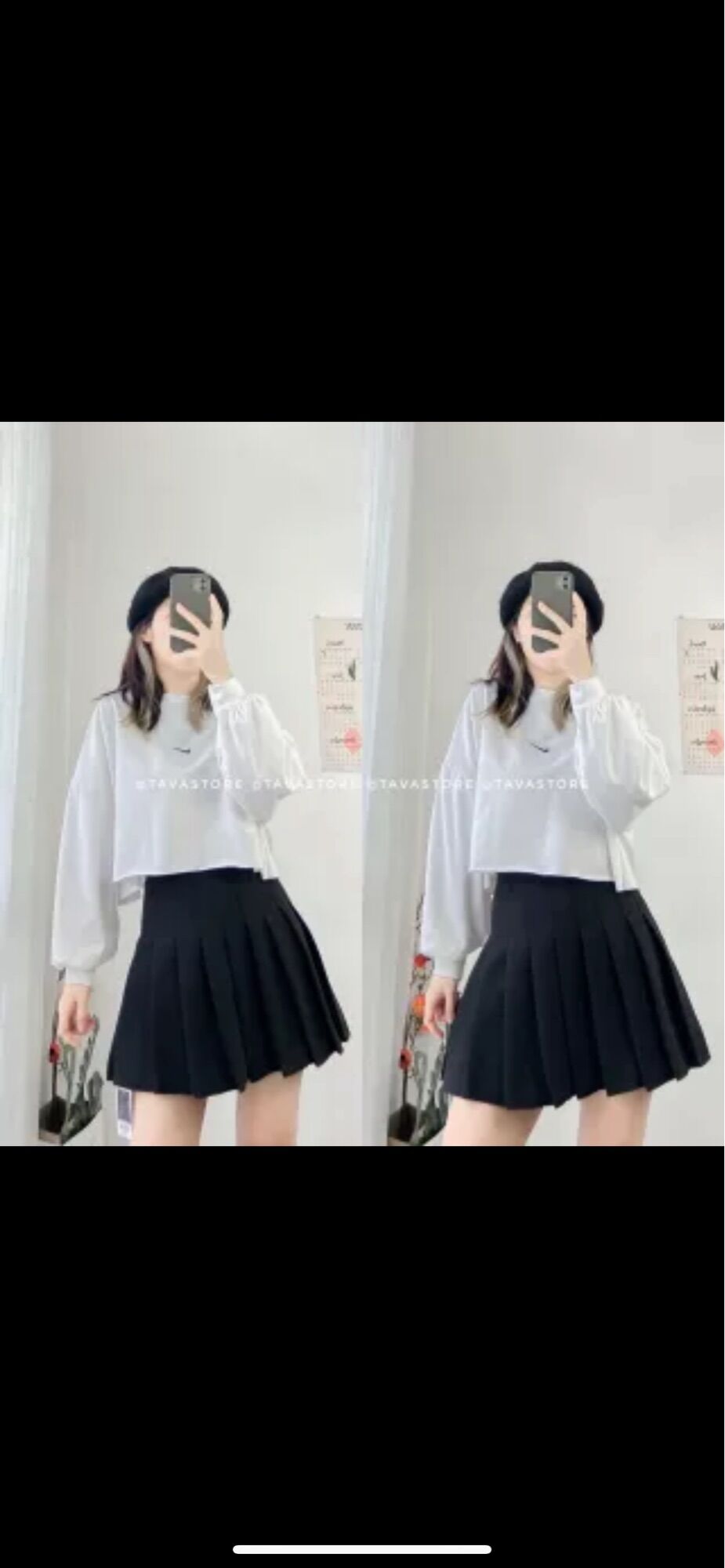 set váy tennis + croptop tay dài nike