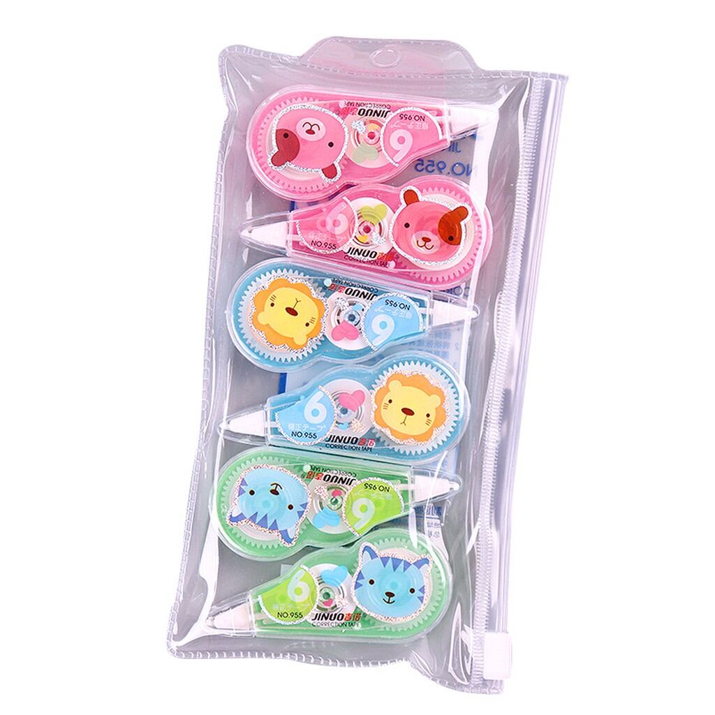 Set 6c bút xóa kéo hoạt hình Jinuo kèm túi zip