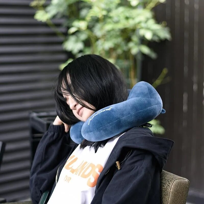 Gối Hình Chữ U Gối Bảo Vệ Cổ Gối Cổ Gối Ngủ Trưa Hình Chữ U Xương Cổ Gối Tựa Cổ Dễ Mang Theo Có Thể Tháo Giặt
