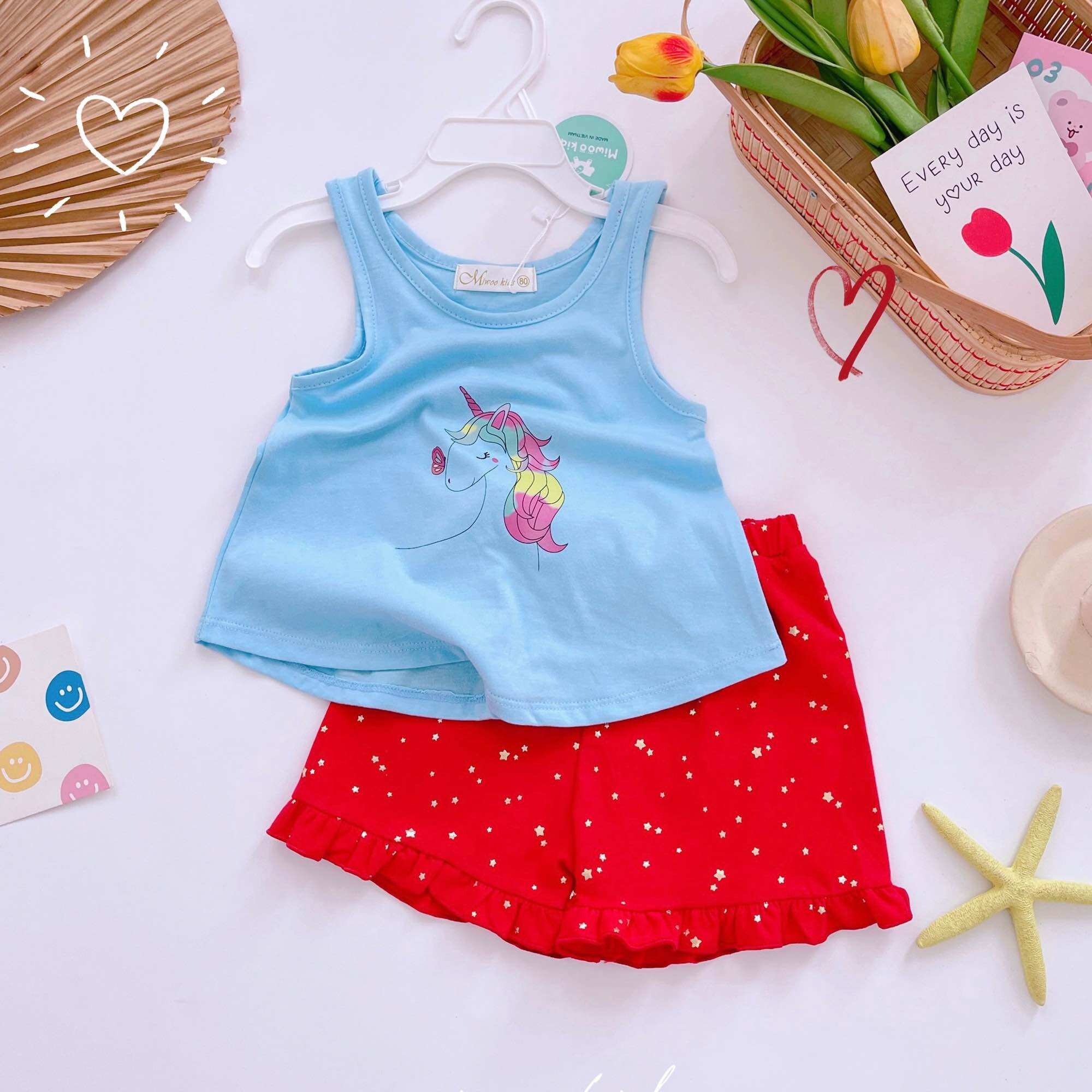 Bộ ba lỗ bé gái in hình Pony, Mickey Miwoo