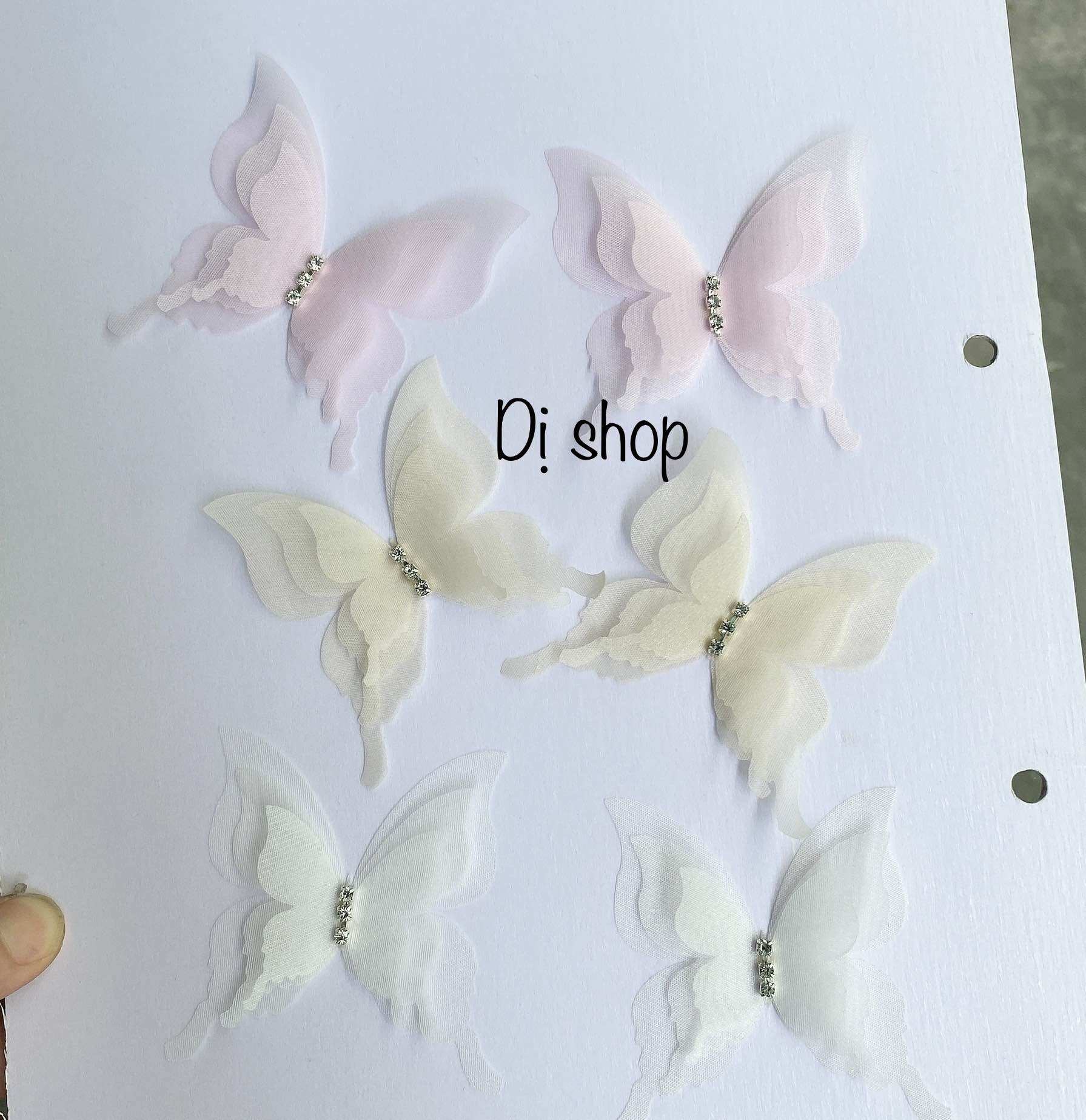 SET 5 BƯỚM TRANG TRÍ ĐÍNH ĐÁ 3 LỚP SIZE 6cm