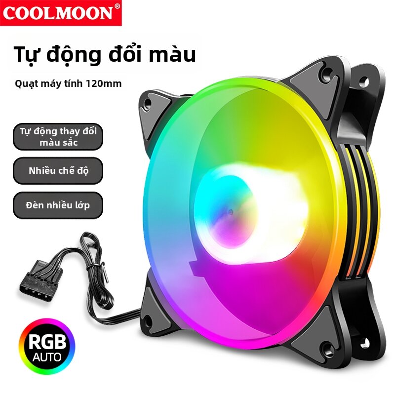 Coolmoon | Color Changing Quiet RGB PC Case Fan 12cm Giá 152,000 Đồng*Miễn phí vận chuyển