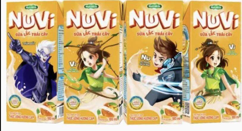 Sữa NuVi vị cam 180ml 4 lốc /16 hộp . Sưu tầm thẻ đổi quà cho bé hấp dẫn