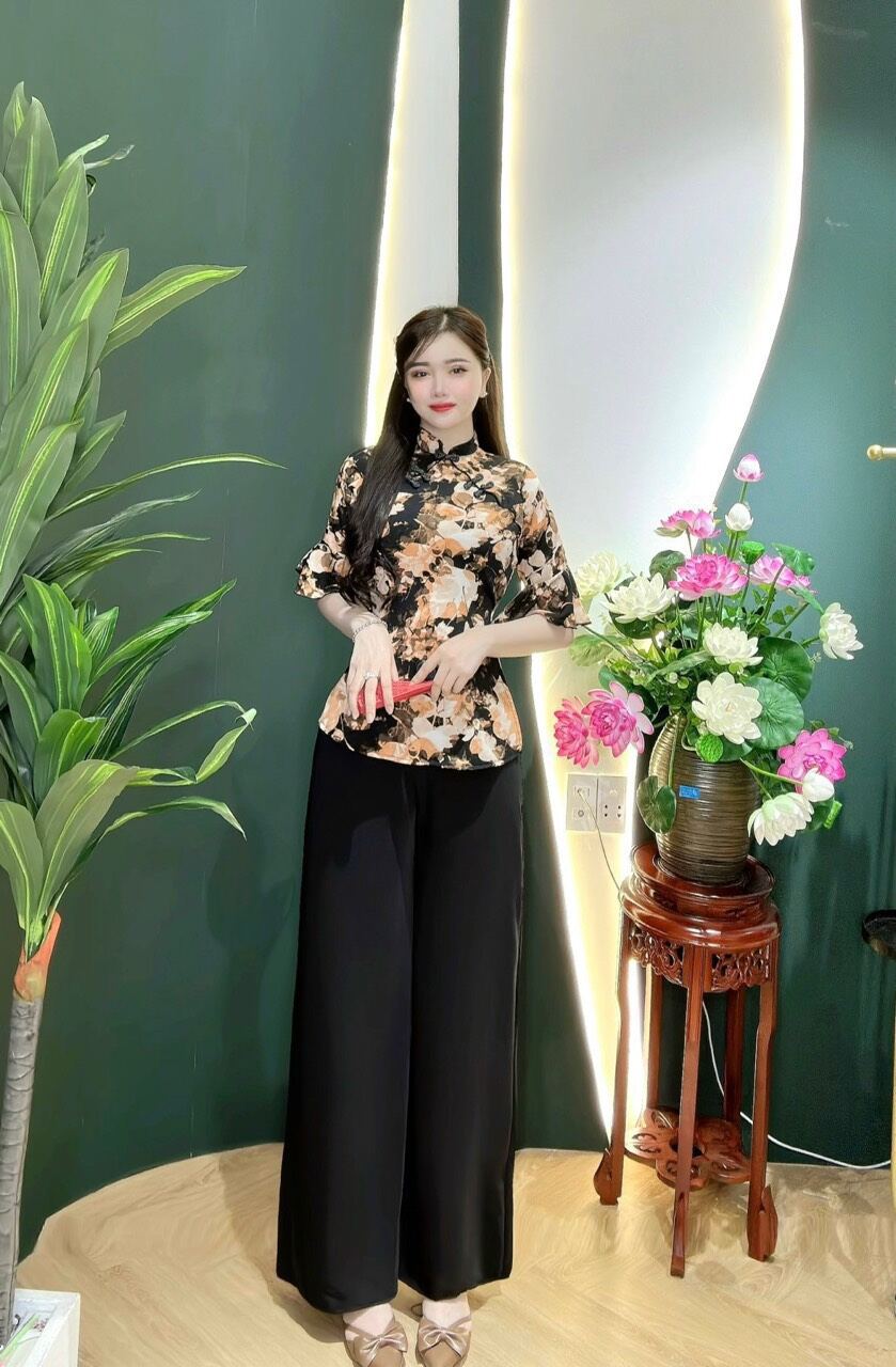 bộ bà ba lụa Mango cổ tàu
