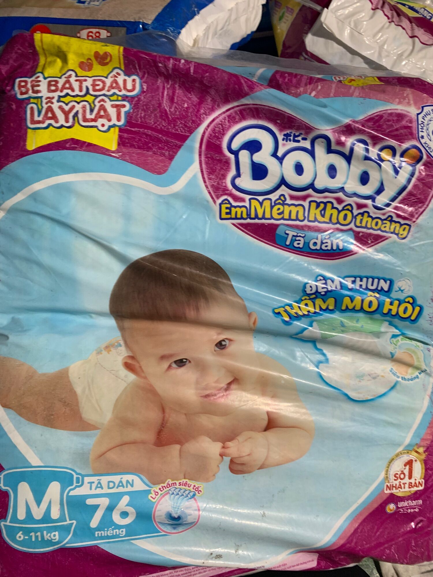 Thanh lý bao bì bạc màu tã dán bobby m76
