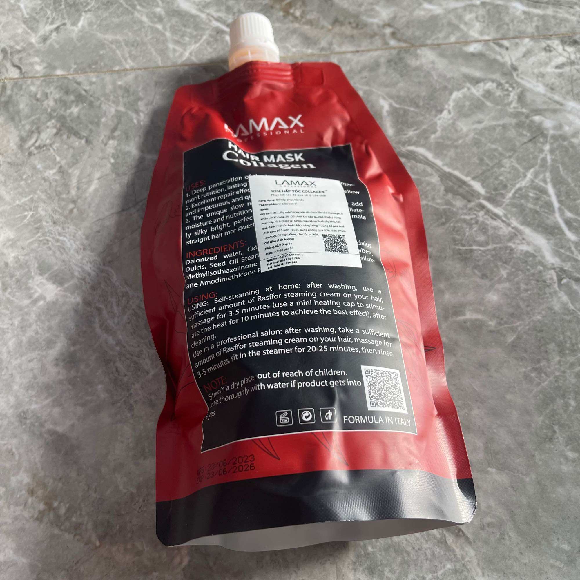 Hấp phục hồi tóc hư tổn collagen Lamax 500ml