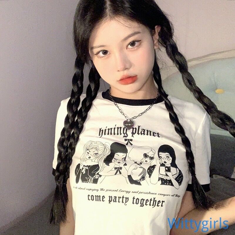 Áo croptop phối viền hinning planet UN