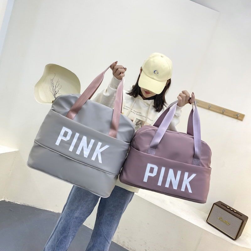 Túi xách du lịch Pink nữ cỡ lớn, 2 ngăn gấp gọn tiện ích