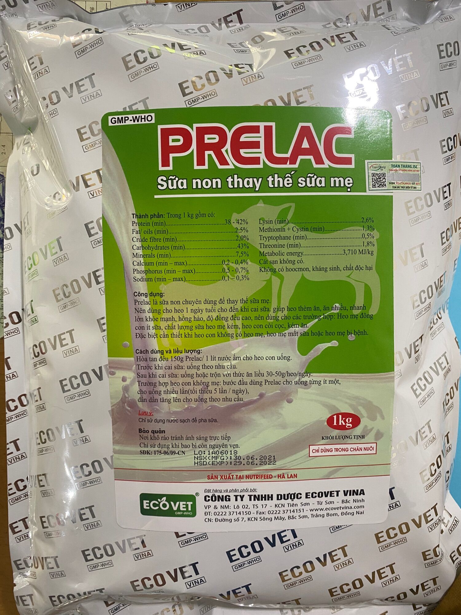 Prelac(1kg-10gói) Sữa non thay thế sữa Heo mẹ-Thú Y