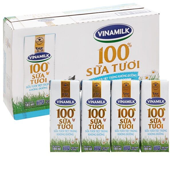 STTT Vinamilk 100% không đường 180ml