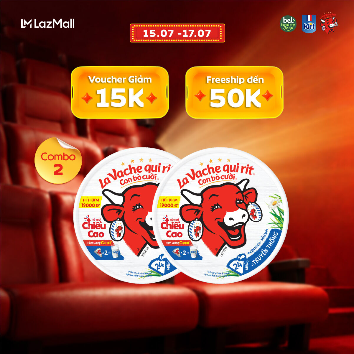 Combo 2 Phô mai Con Bò Cười 24 miếng 336G