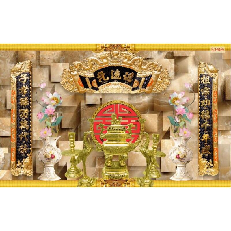 tranh ban thờ in vải lụa cao cấp mực Hàn Quốc dán tường