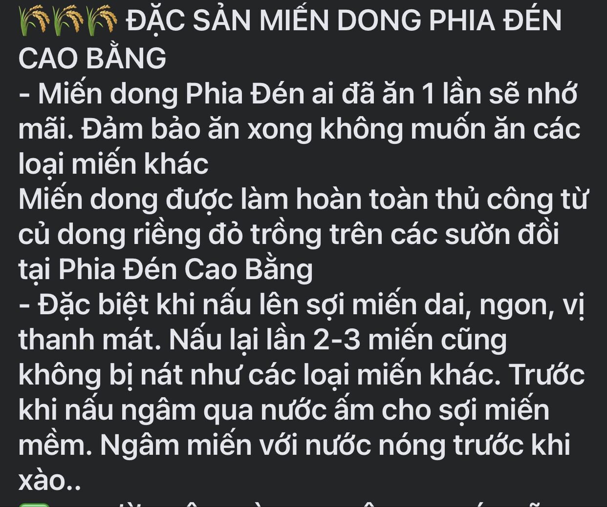 Miến dong phia đén Cao Bằng