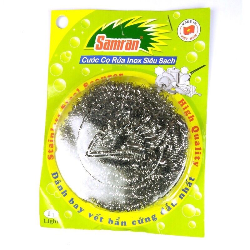 Cước cọ rửa inox Samran, búi sắt cọ xoong nồi siêu sạch Samran