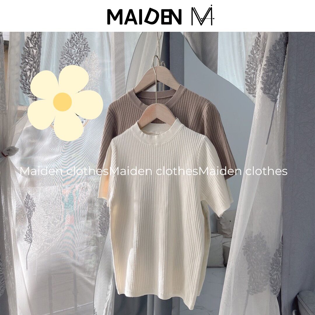Áo thun tay cổ tròn len hàn MAIDEN