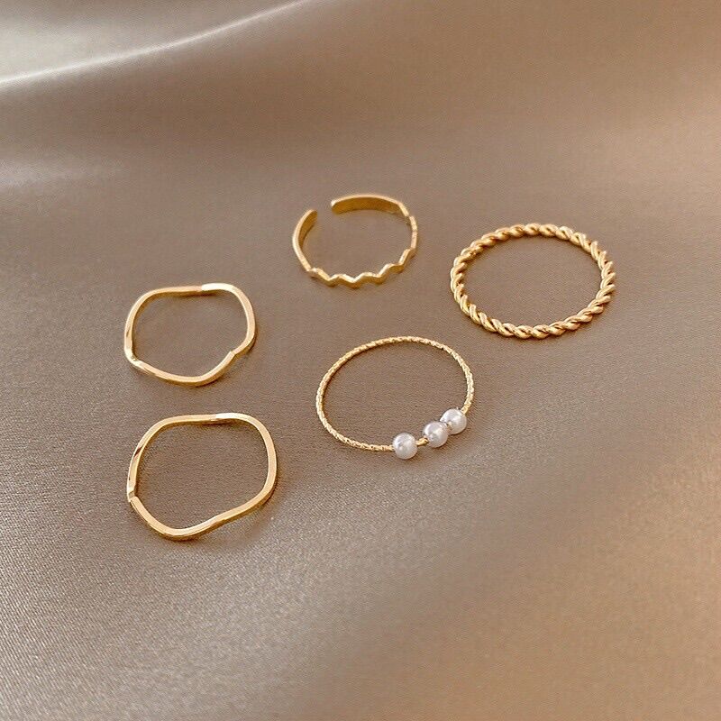 Set 5 nhẫn xinh xắn phong cách Hàn Quốc