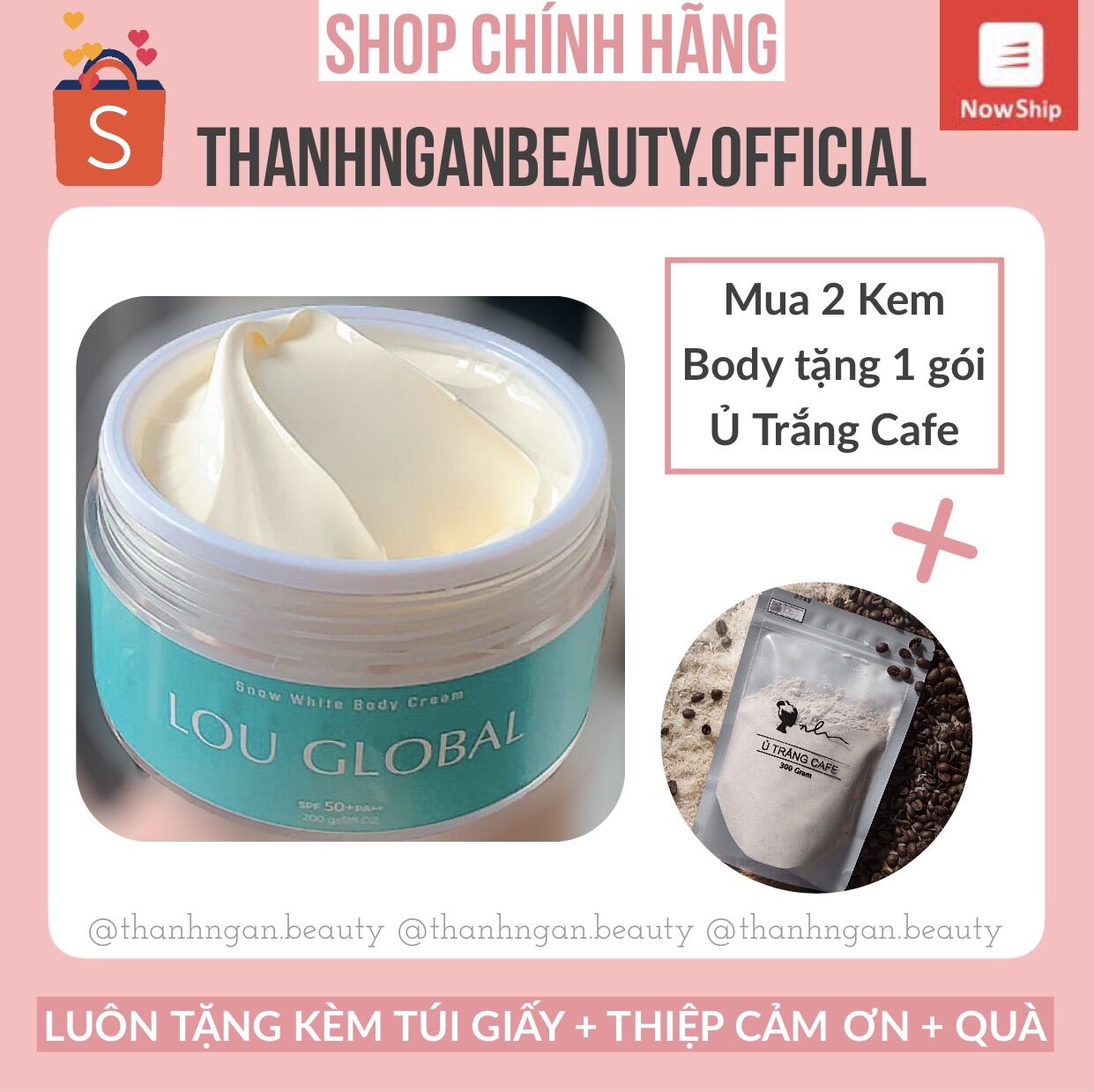 [Hcm][Fullbox] Bodycream Lou Global - Kem Dưỡng Trắng Da Body Lou Global [Kèm Thiệp Túi Giấy Và Hộp]
