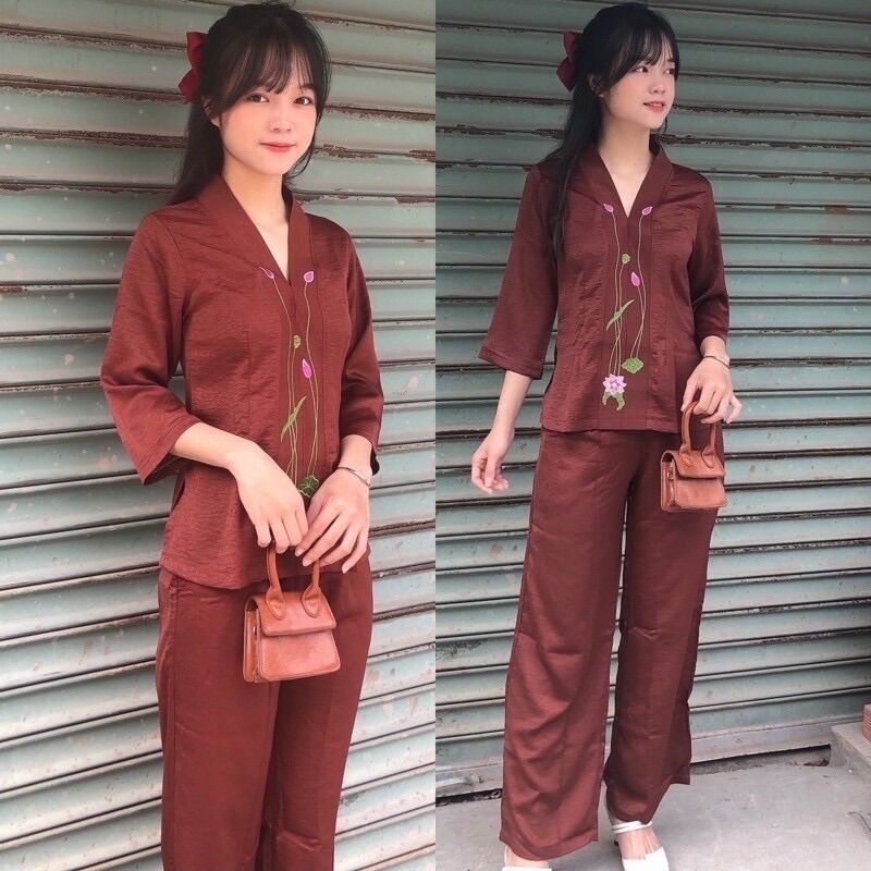 Đồ Lam Đi Chùa ✅ Bài Lai Thêu Sen