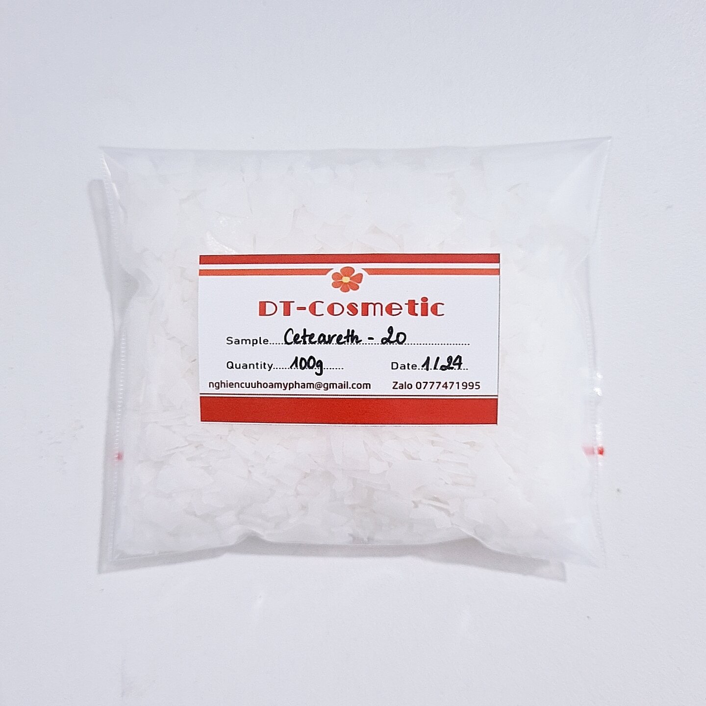 100g/1KG Ceteareth-20 - Sáp Nhũ Hóa Tạo Gel Trong - Nguyên Liệu Mỹ Phẩm