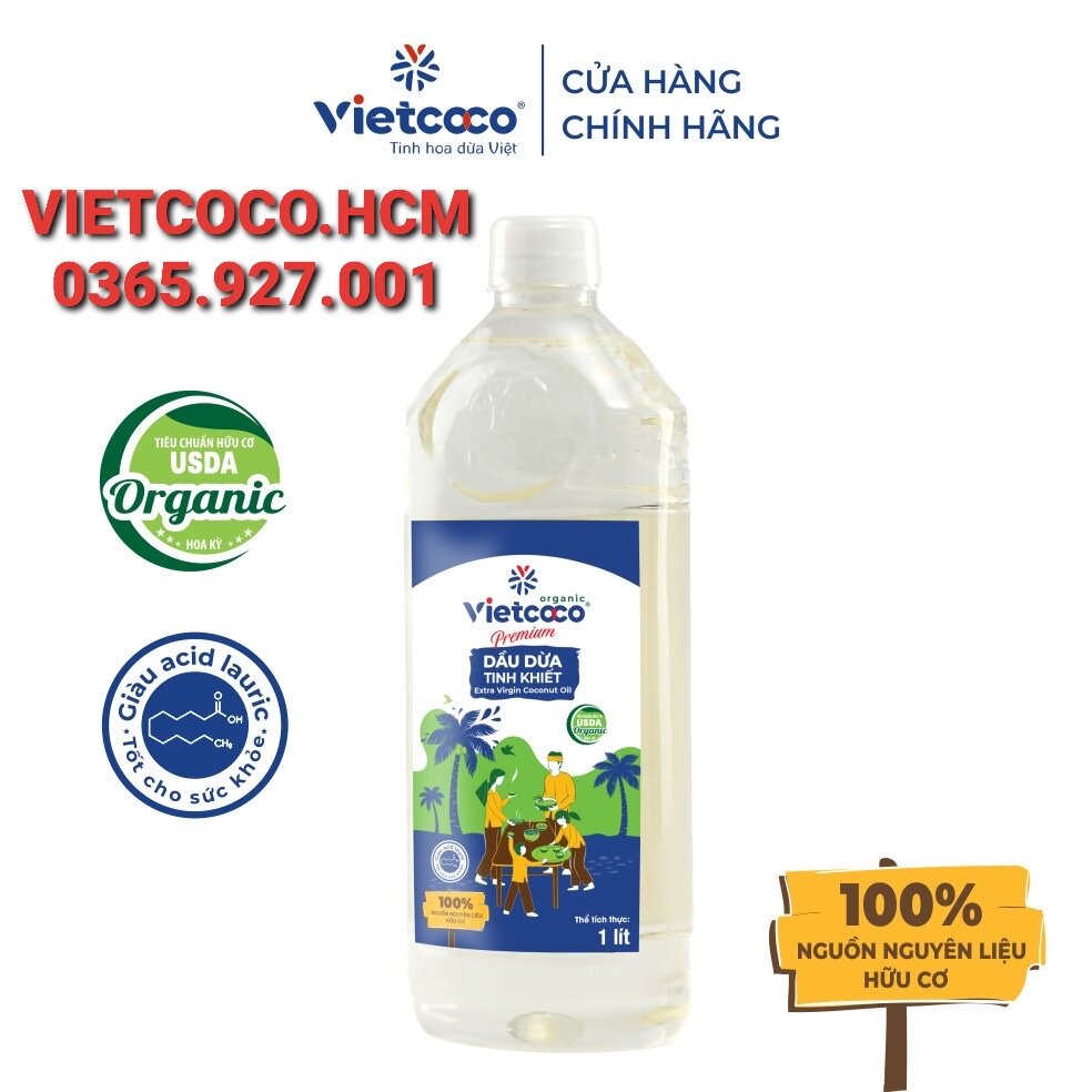dầu dừa tinh khiết organic vietcoco 1l, Date mới