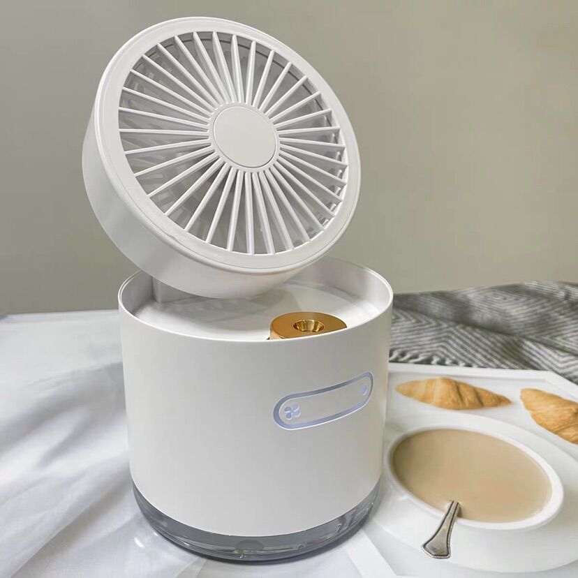 Quạt để bàn máy phun sương có đèn LED phong cách retro