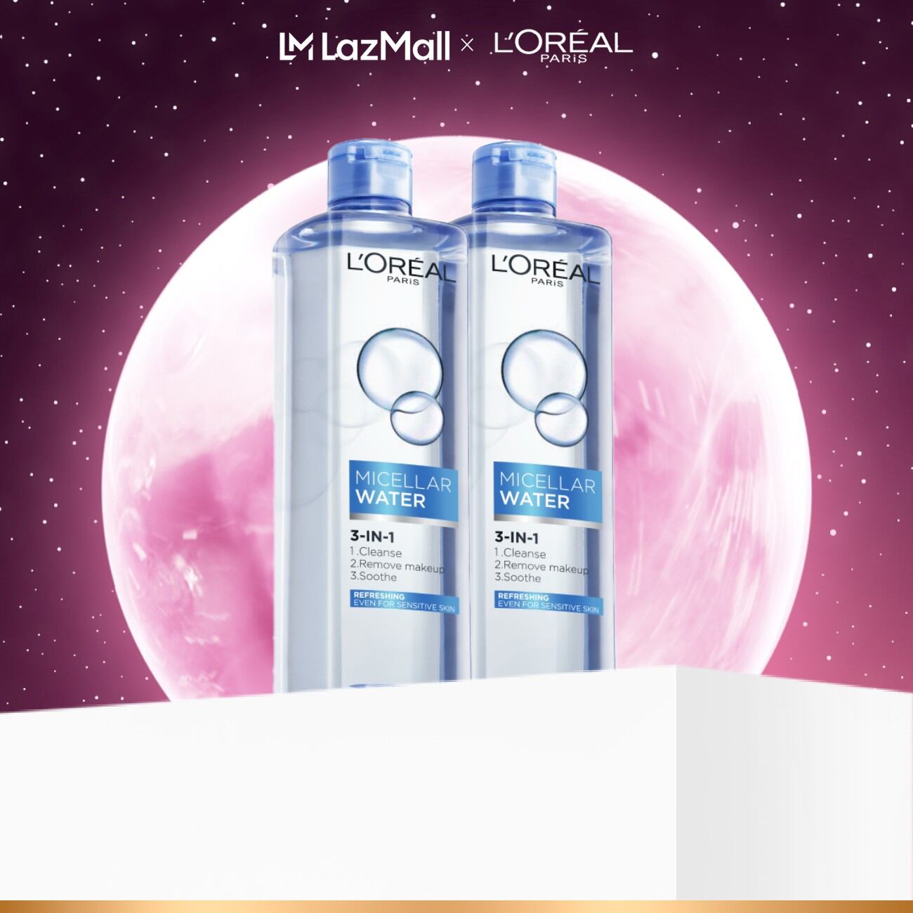 Bộ 2 nước tẩy trang tươi mát Micellar Water L'Oreal Paris 400mlx2