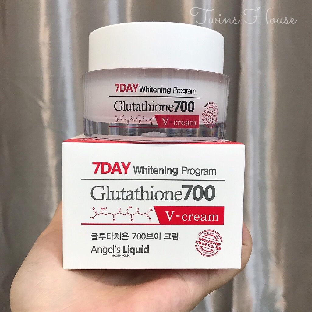 Kem dưỡng trắng da angel’s liquid 7day whitening program glutathione 700 v-cream.