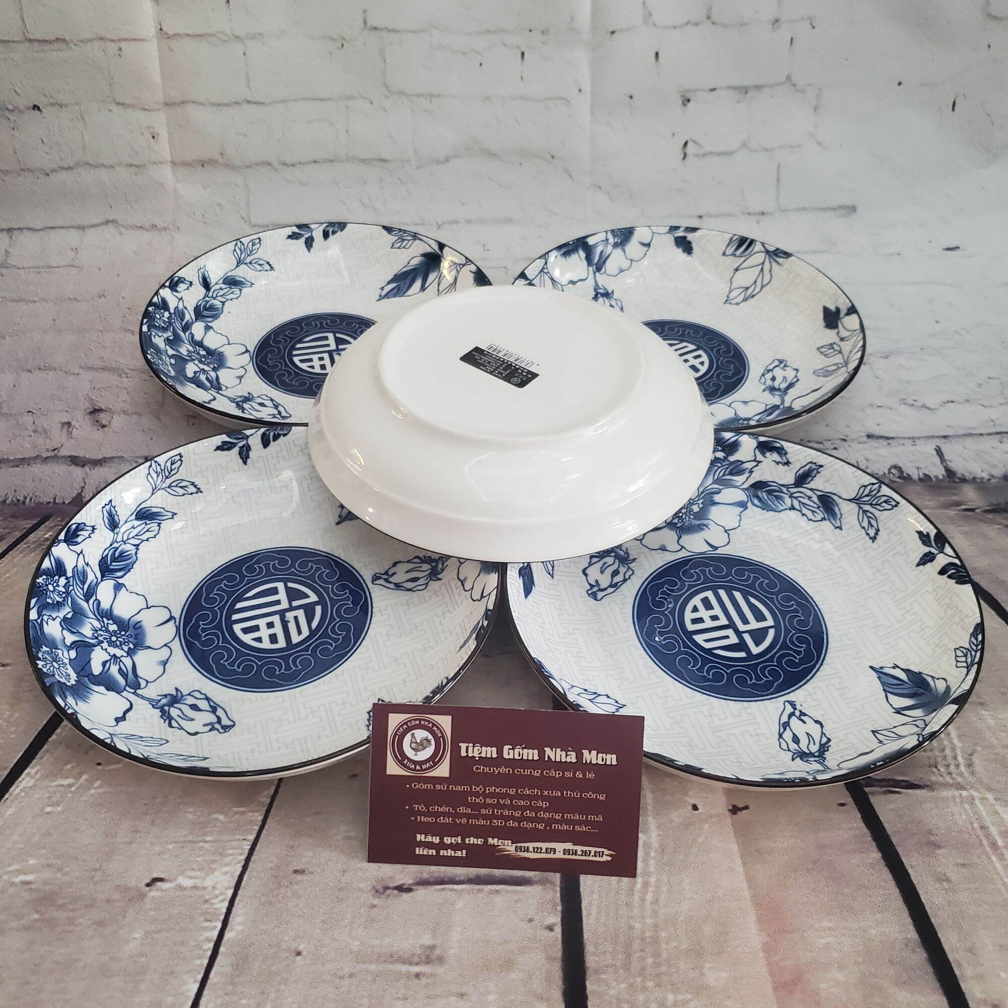 💢💥SET 2 DĨA SỨ ẢO SÂU LỒNG 18CM💥💢 (Họa tiết mộc cổ xanh)😘🌿