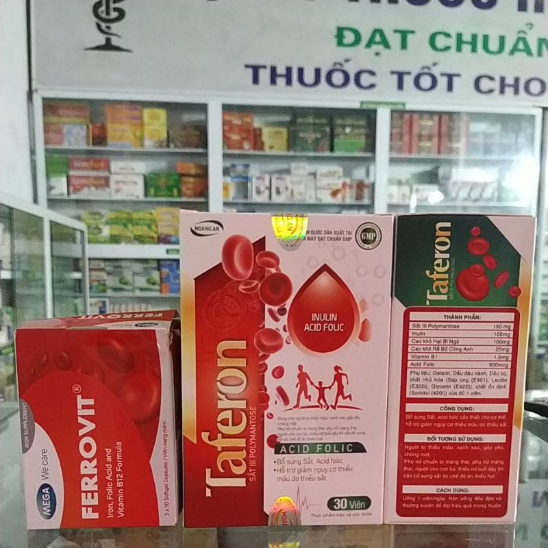 Combo Sắt Taferon - Ferrovit B9 bổ máu không gây táo bón