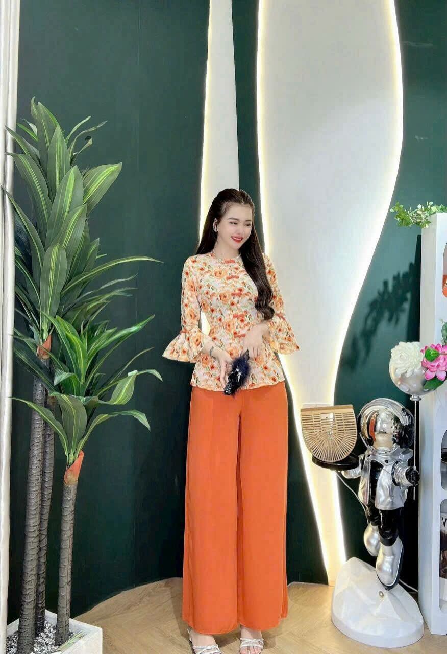 ( Miễn phí ship)Set bà ba tay loa nút tàu mẫu hot lụa mango mềm 56-65kg tùy chiều cao