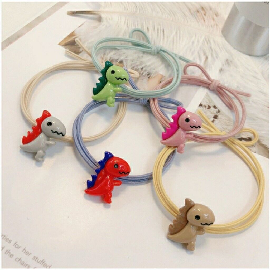 [HCM](Set 5 sợi) Chun buộc tóc/Thun cột tóc hoạt hình khủng long CT07V