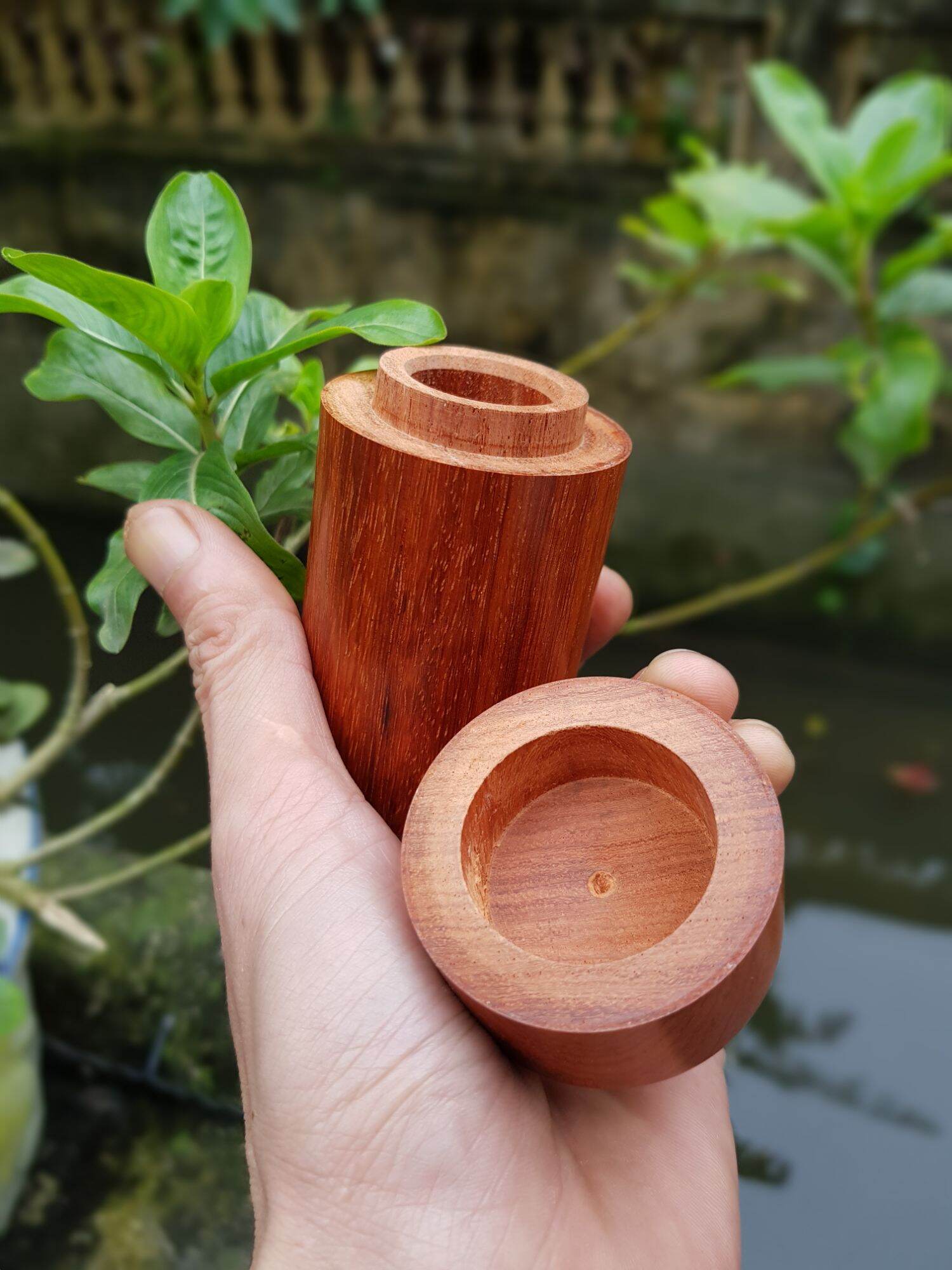 Lọ tăm gỗ hương hình trụ