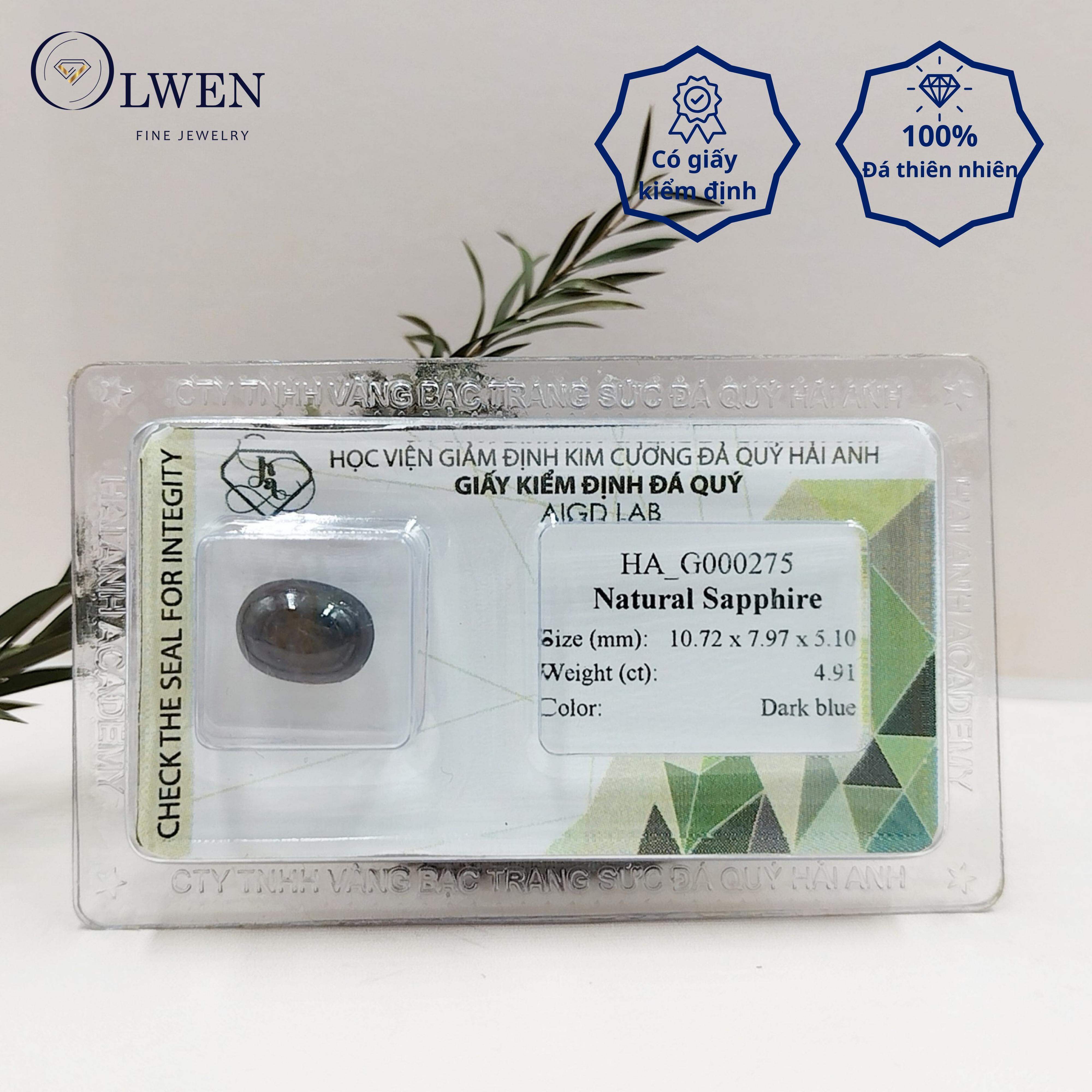 Viên Đá Sapphire Thiên Nhiên HA-G000275 Olwen