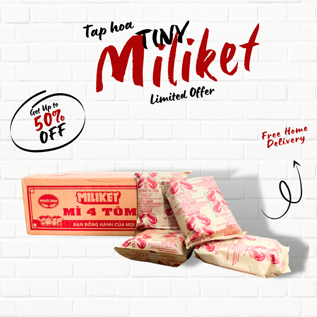 Thùng 30 gói mì miliket 4 tôm 80g