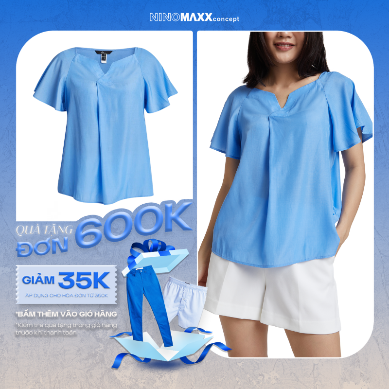 [CÒN SIZE L] Áo Kiểu Thời Trang Nữ Tay Ngắn N&M Thương Hiệu NINOMAXX 1905216