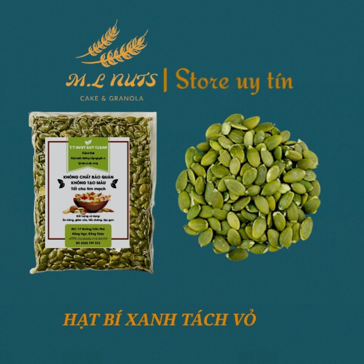 250g Hạt bí xanh tách vỏ , hạt bí xanh sống
