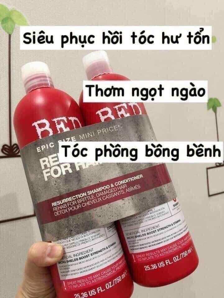 CẶP DẦU GỘI + XẢ TIGI ĐỎ HÀNG MỸ (gội 750ml+xả 750ml)