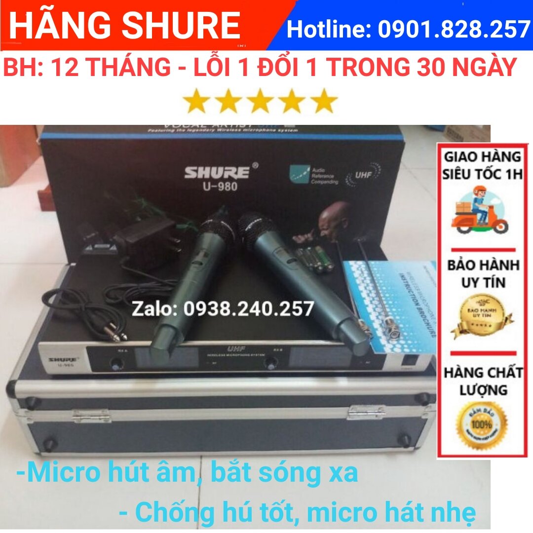 [LOẠI 1 SHURE]Micro không dây Shure U980 hàng cao cấp loại 1- shure u-980 - micro không dây