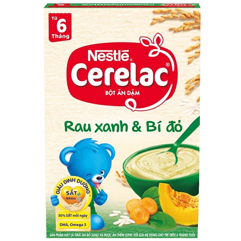 Bột ăn dặm Nestle Rau Xanh Và Bí Đỏ 200G- ( 7-24 tháng)