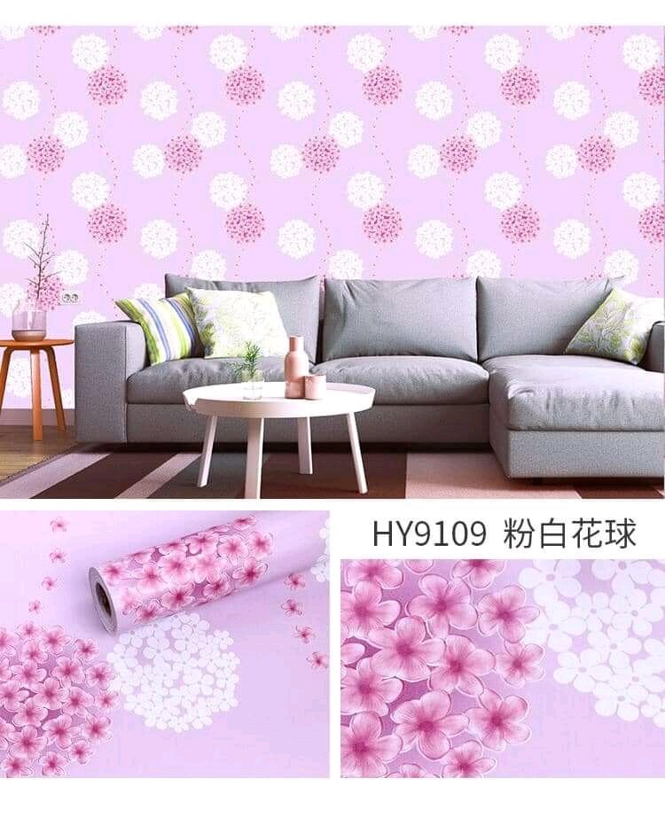 10 mét giấy dán tường có keo sẵn khổ rộng 45cm - mẫu Cầu hoa HỒNG