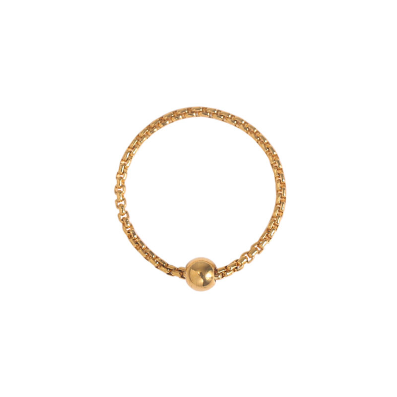 Nhẫn hạt đổi vận vàng 18k nhẫn ngón trỏ cảm giác cao cấp dây xích dây bện thiết kế đặc biệt cho nữ thép titan không phai màu nhỏ