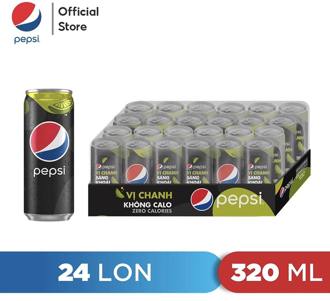 Pepsi Chanh / Pepsi Cola Không Calo (Thùng 24 lon - Lon 320ml)