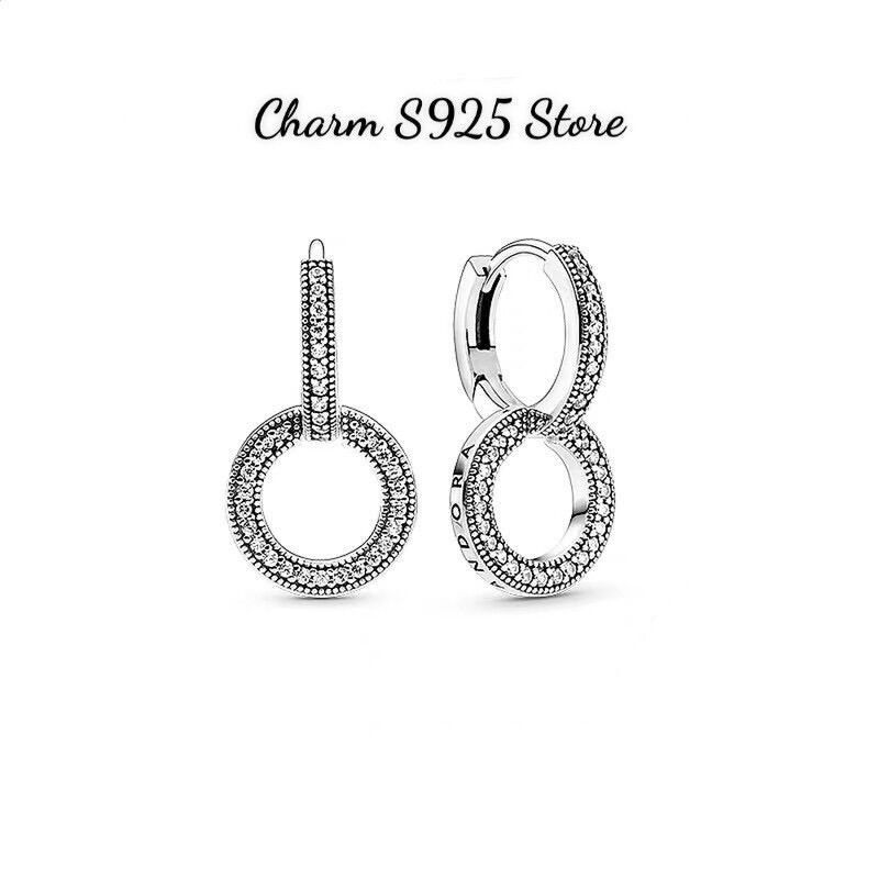 Bông tai pan ale vòng tròn đính đá bạc s925